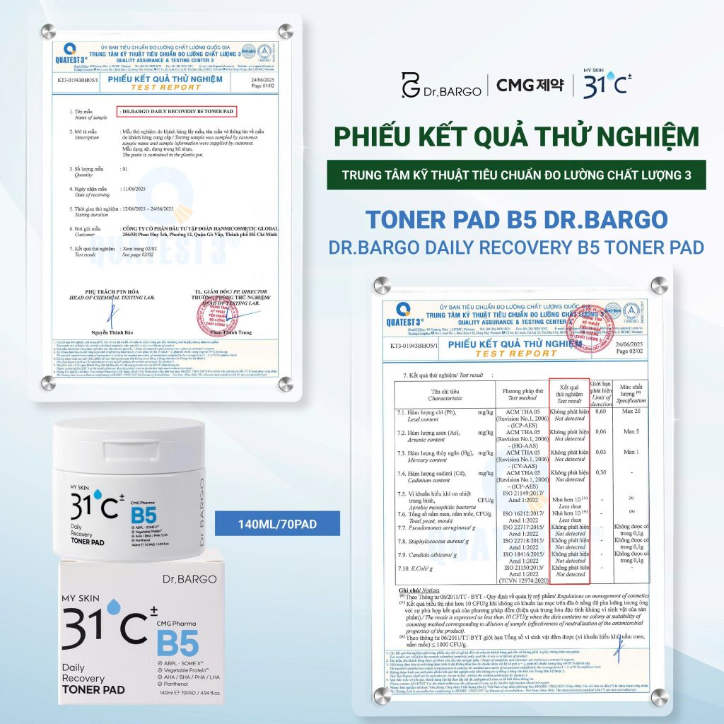 Toner Pad B5 Dr.BARGO – Làm sạch dịu nhẹ, dưỡng ẩm tức thì